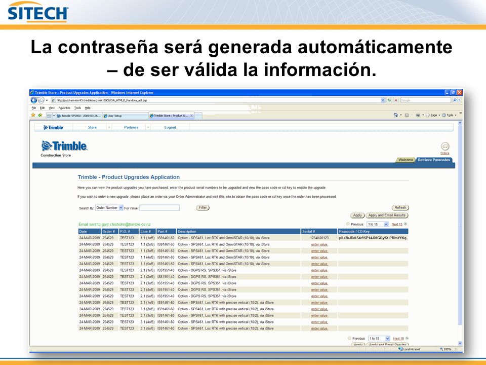 La contraseña será generada automáticamente – de ser válida la información.