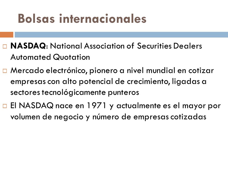 Bolsas internacionales