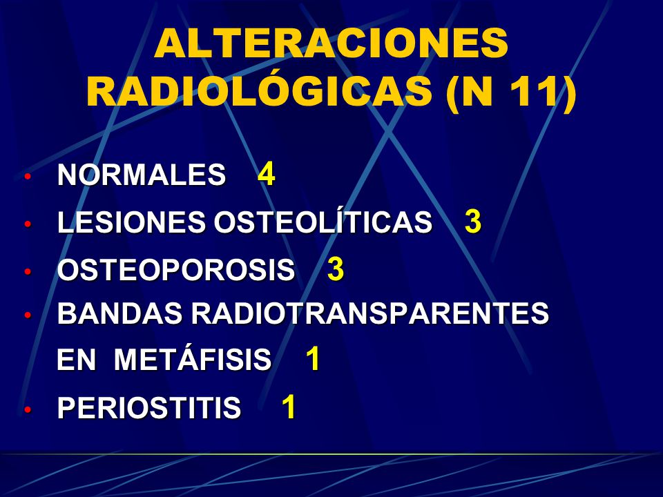 ALTERACIONES RADIOLÓGICAS (N 11)