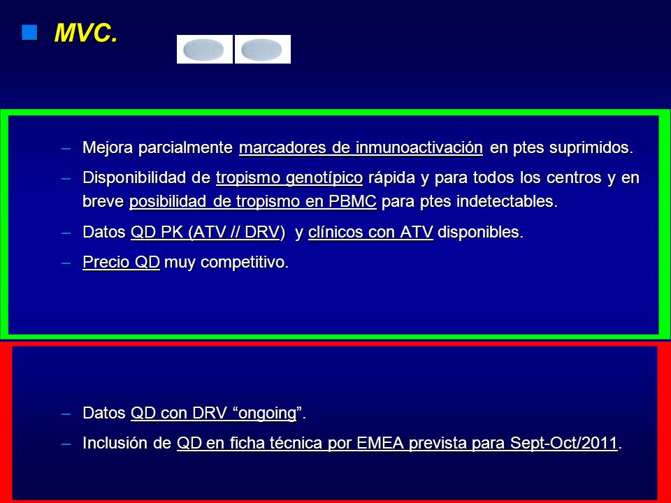 MVC. Mejora parcialmente marcadores de inmunoactivación en ptes suprimidos.