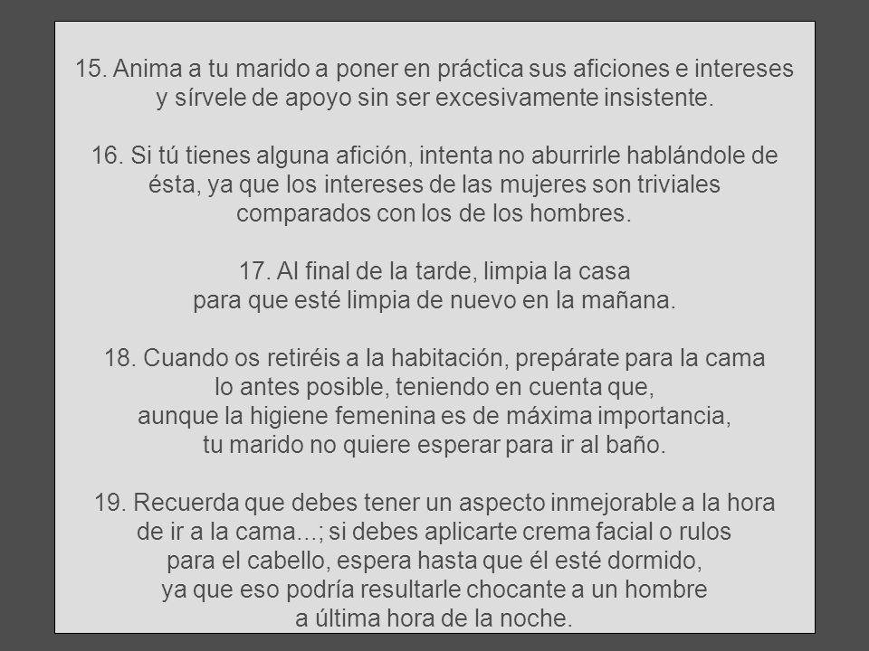 15. Anima a tu marido a poner en práctica sus aficiones e intereses
