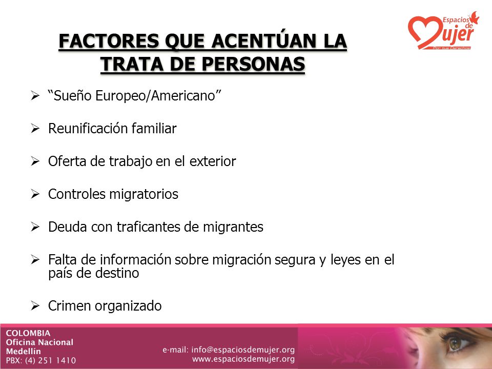 FACTORES QUE ACENTÚAN LA TRATA DE PERSONAS
