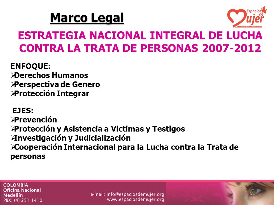Marco Legal ESTRATEGIA NACIONAL INTEGRAL DE LUCHA CONTRA LA TRATA DE PERSONAS Na. ENFOQUE:
