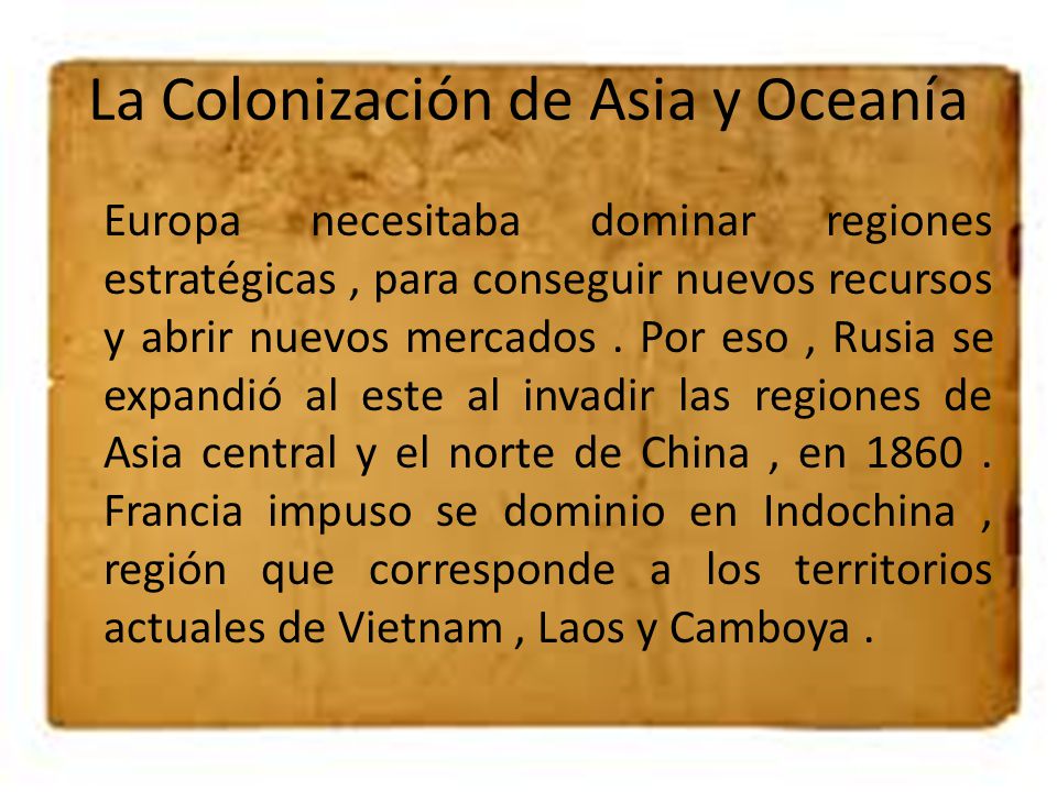 La Colonización de Asia y Oceanía