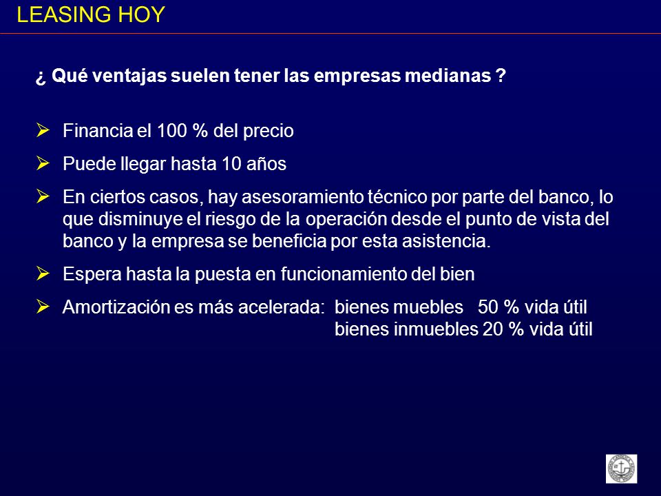 LEASING HOY ¿ Qué ventajas suelen tener las empresas medianas