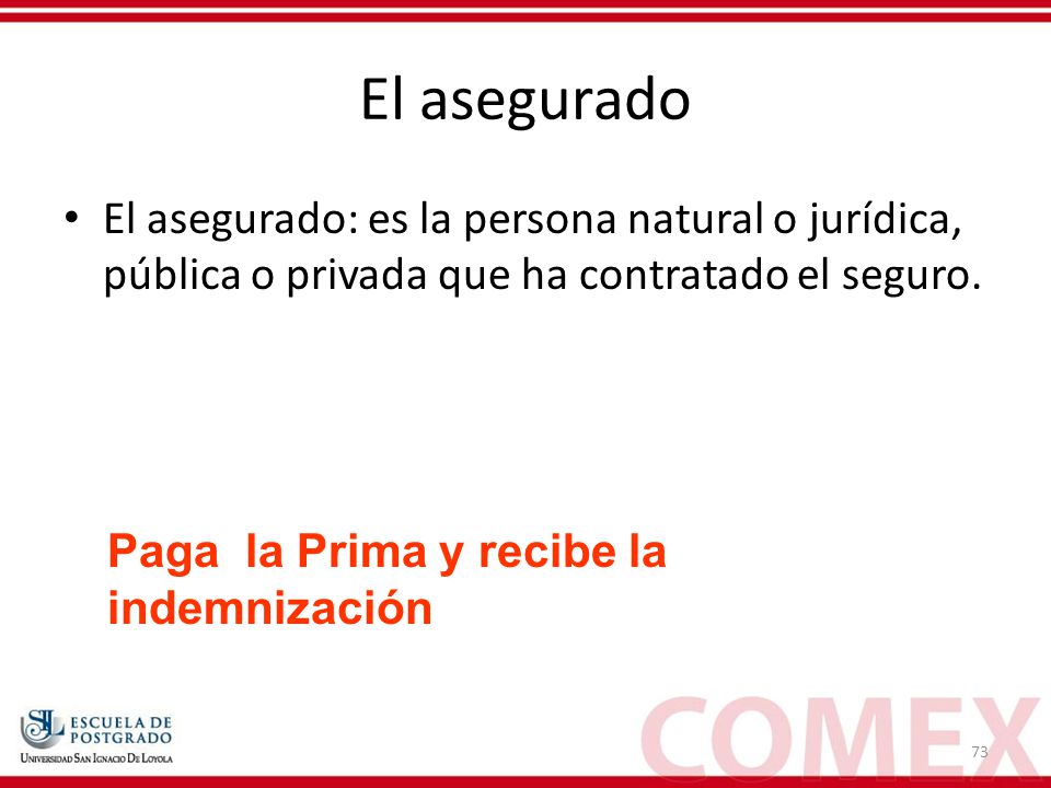 El asegurado El asegurado: es la persona natural o jurídica, pública o privada que ha contratado el seguro.