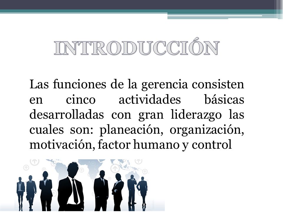 Planeación: consiste en todas las actividades de la gerencia relacionadas con la preparación o el futuro. Las tareas especificas incluyen pronostico, establecimiento de objetivos, diseño de estrategias, desarrollo de políticas y establecimiento de metas.