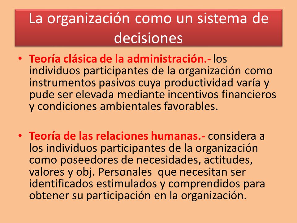 La organización como un sistema de decisiones
