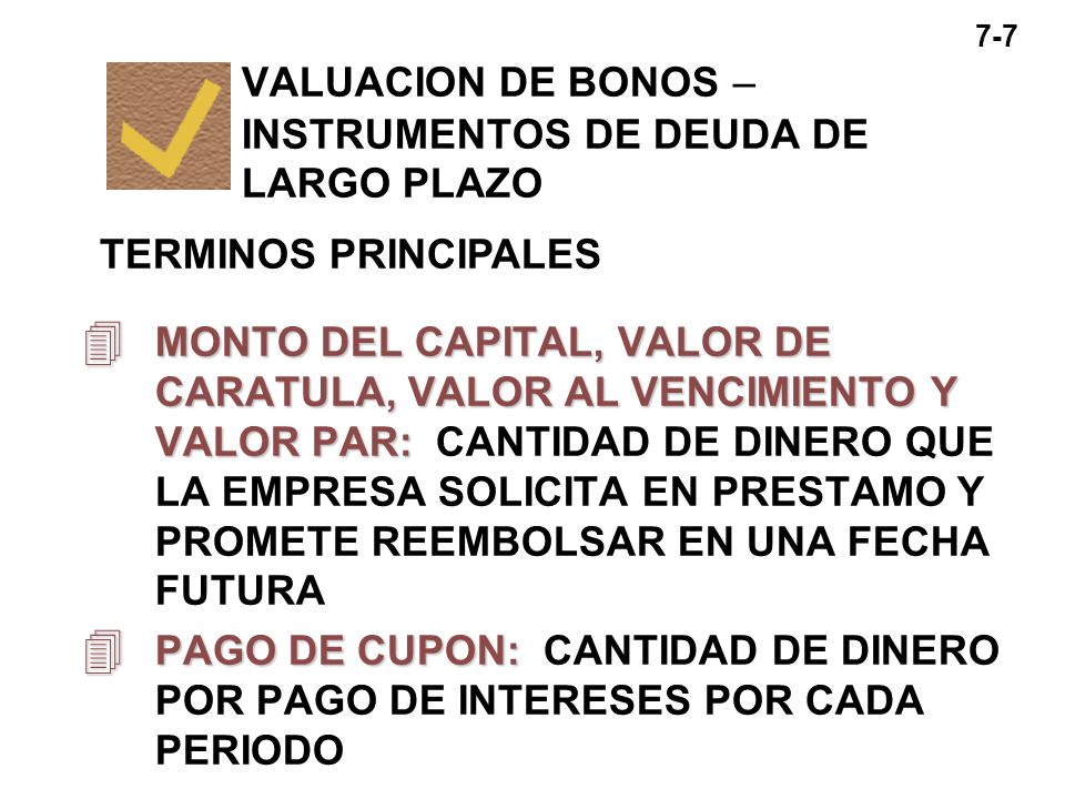 VALUACION DE BONOS – INSTRUMENTOS DE DEUDA DE LARGO PLAZO