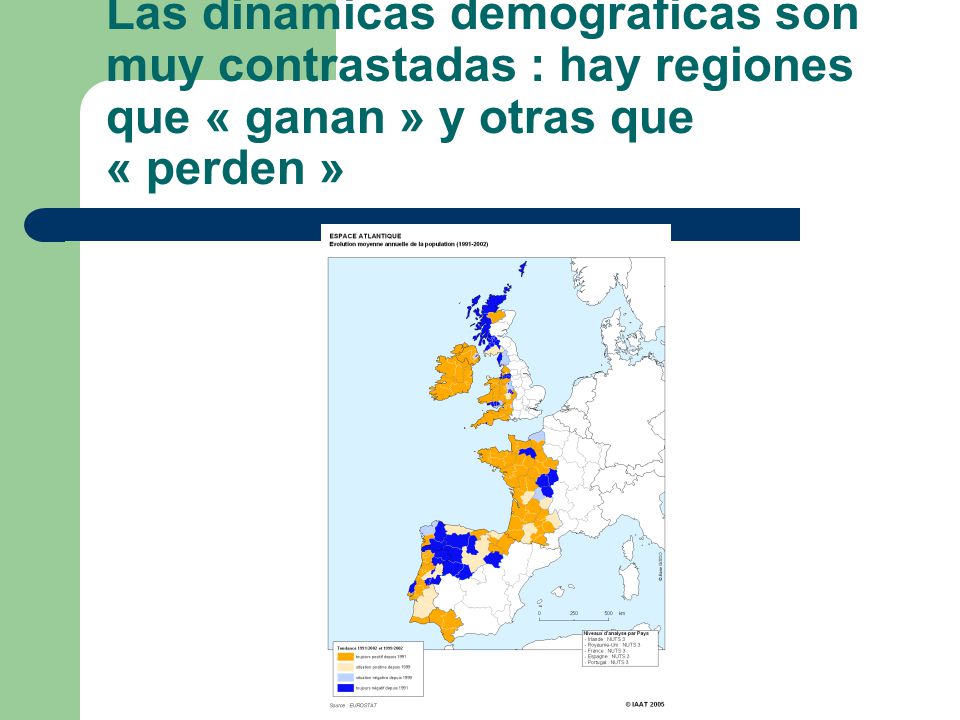 Las dinamicas demograficas son muy contrastadas : hay regiones que « ganan » y otras que « perden »