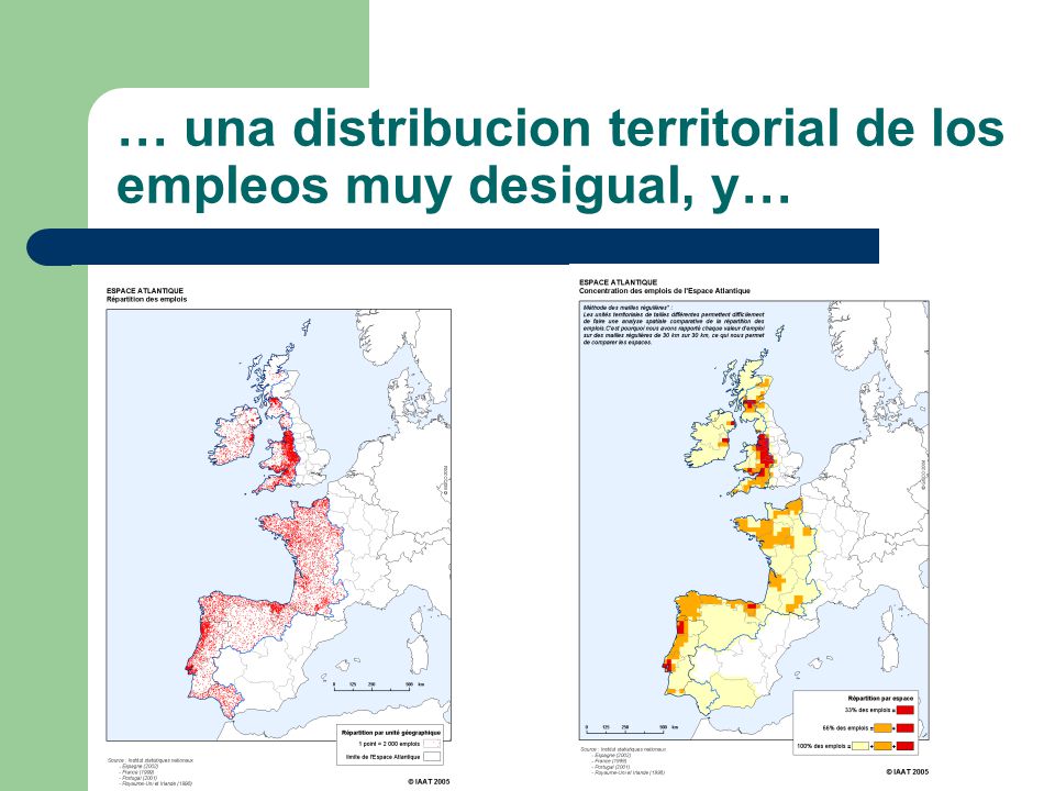 … una distribucion territorial de los empleos muy desigual, y…
