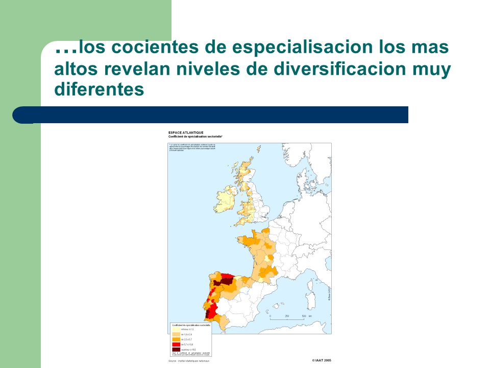 …los cocientes de especialisacion los mas altos revelan niveles de diversificacion muy diferentes
