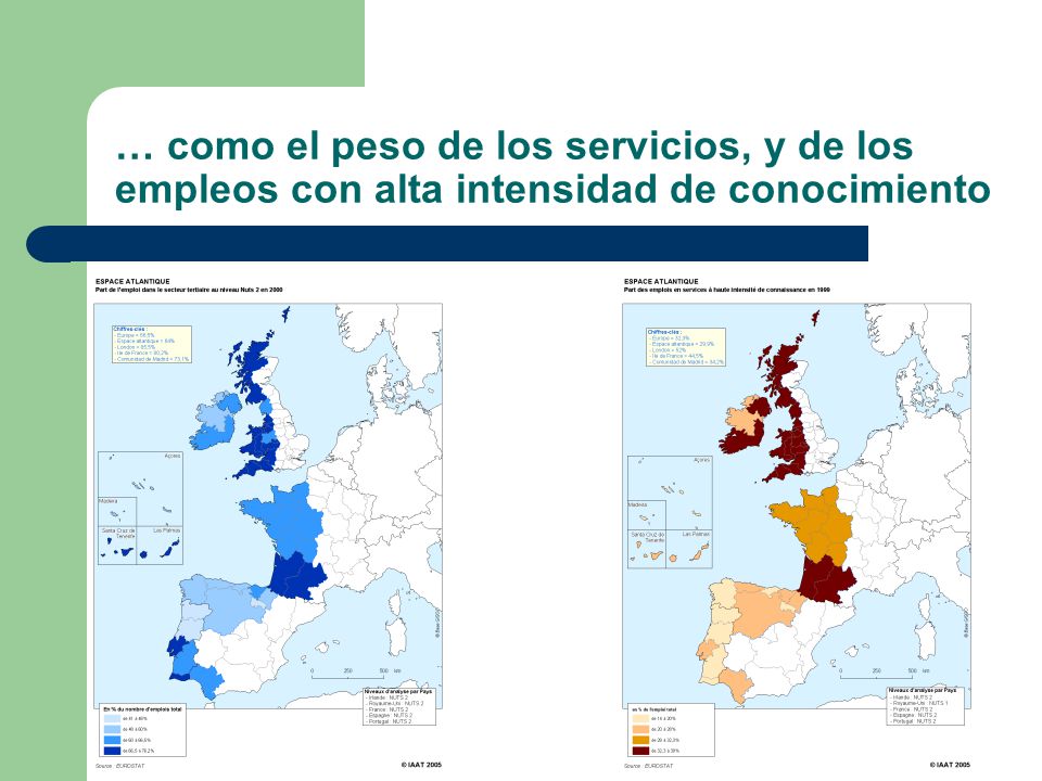 … como el peso de los servicios, y de los empleos con alta intensidad de conocimiento