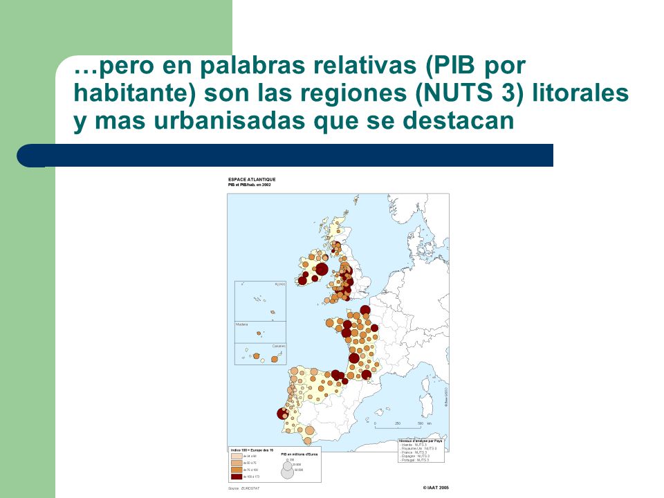 …pero en palabras relativas (PIB por habitante) son las regiones (NUTS 3) litorales y mas urbanisadas que se destacan