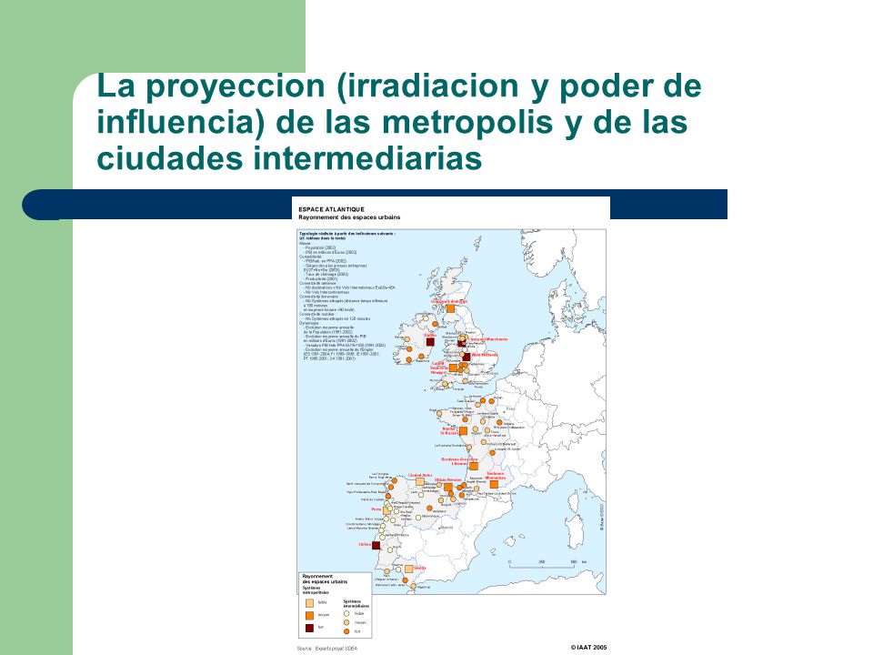 La proyeccion (irradiacion y poder de influencia) de las metropolis y de las ciudades intermediarias
