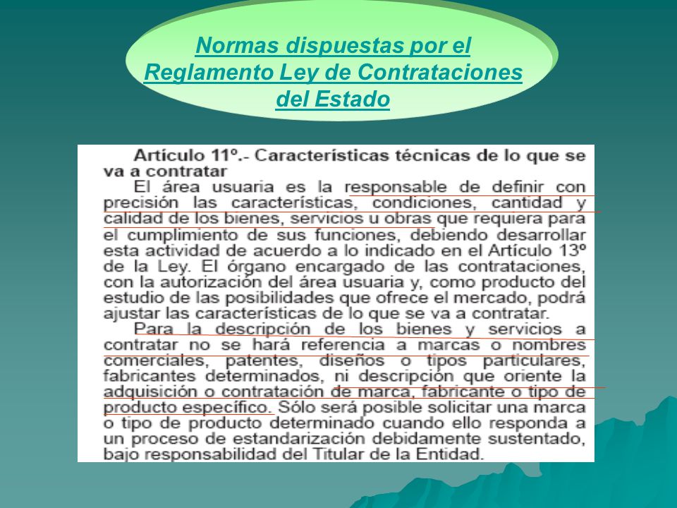 Normas dispuestas por el Reglamento Ley de Contrataciones del Estado