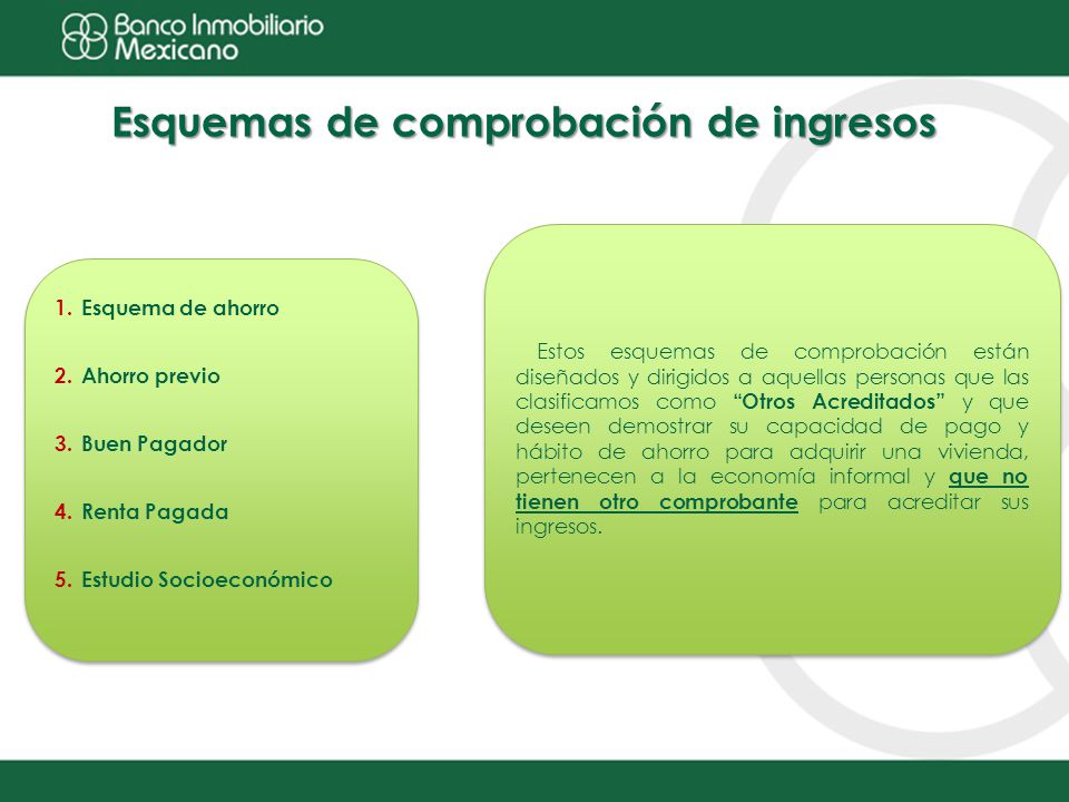 Esquemas de comprobación de ingresos