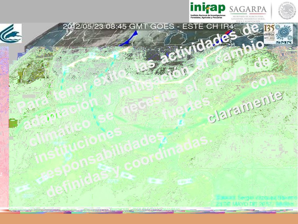 Para tener éxito, las actividades de adaptación y mitigación al cambio climático se necesita el apoyo de instituciones fuertes con responsabilidades claramente definidas y coordinadas.