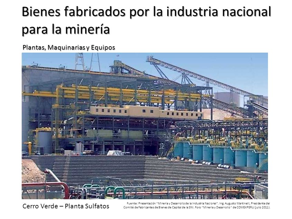 Bienes fabricados por la industria nacional para la minería