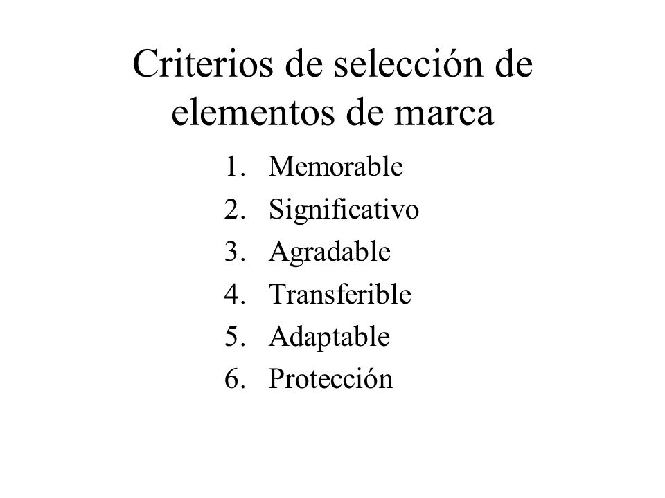 Criterios de selección de elementos de marca