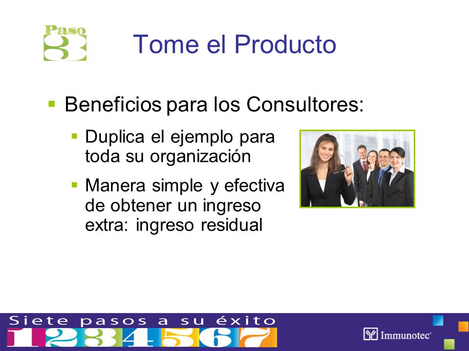 Tome el Producto Beneficios para los Consultores: