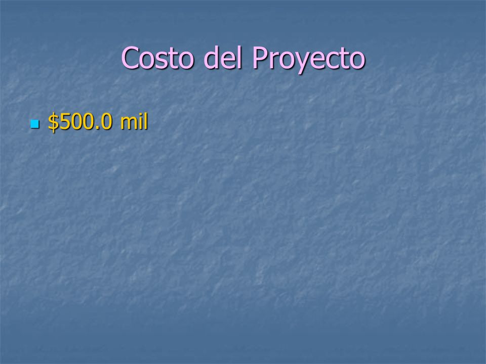 Costo del Proyecto $500.0 mil