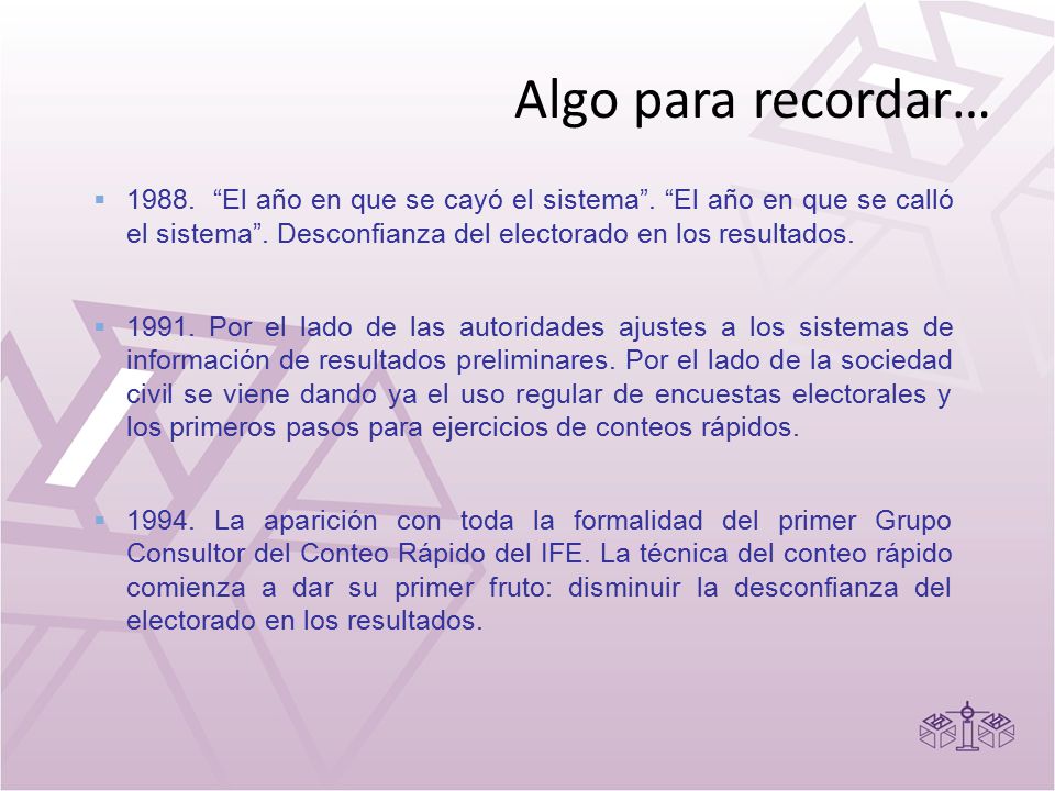 Algo para recordar… El año en que se cayó el sistema . El año en que se calló el sistema . Desconfianza del electorado en los resultados.