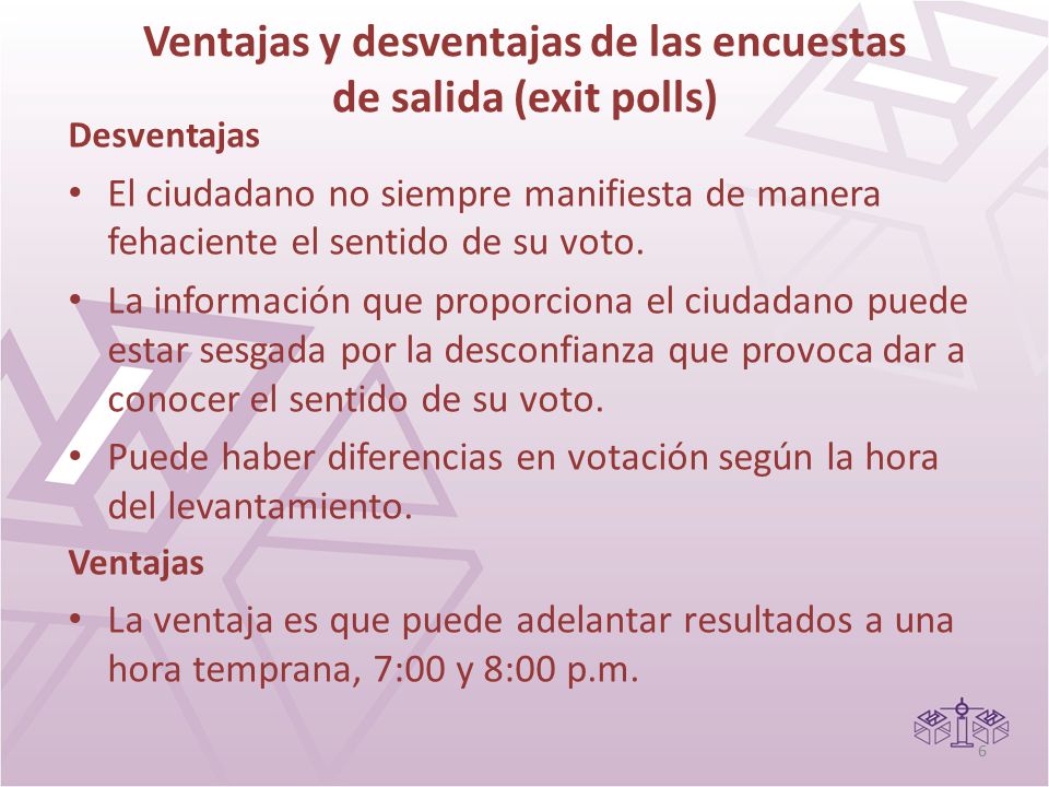 Ventajas y desventajas de las encuestas de salida (exit polls)