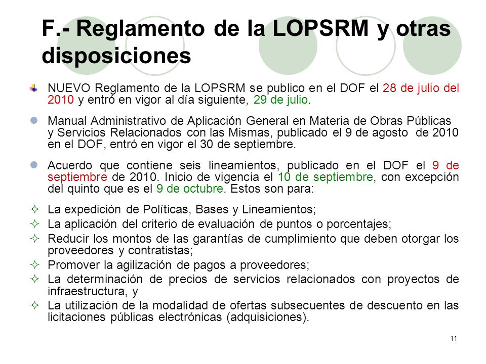 II.- Sujetos de la LOPSRM y excepciones