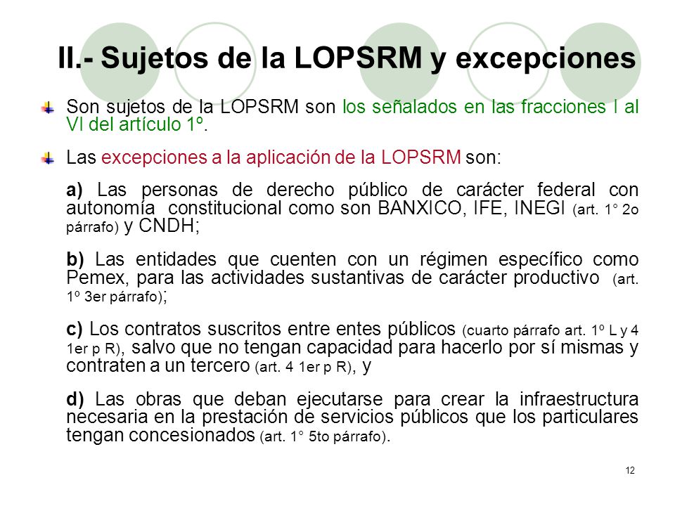 III.- Obras Públicas y Servicios Relacionados con la Misma materia de la LOPSRM