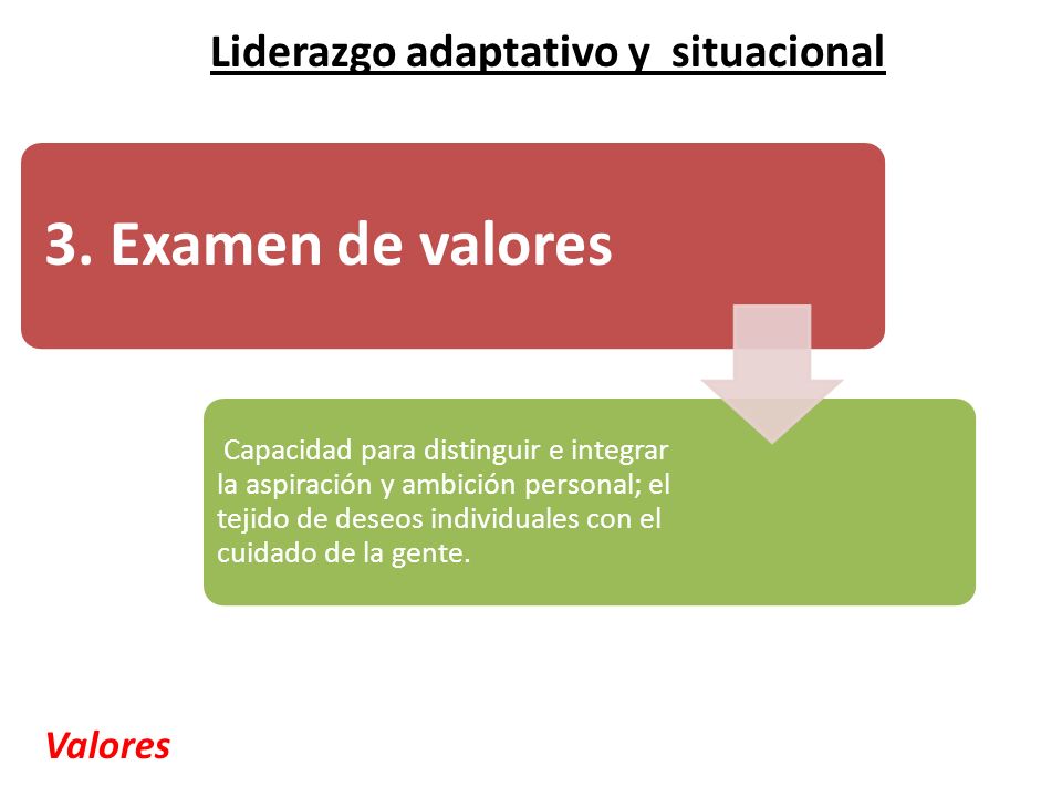3. Examen de valores Liderazgo adaptativo y situacional Valores