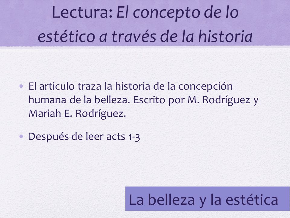 Lectura: El concepto de lo estético a través de la historia