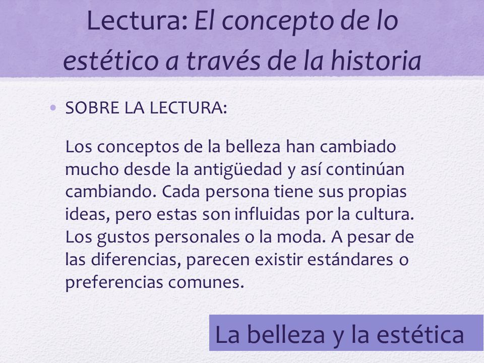 Lectura: El concepto de lo estético a través de la historia