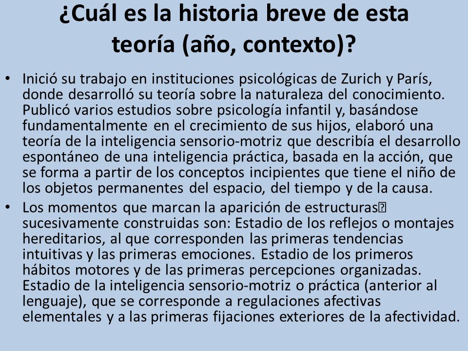 ¿Cuál es la historia breve de esta teoría (año, contexto)