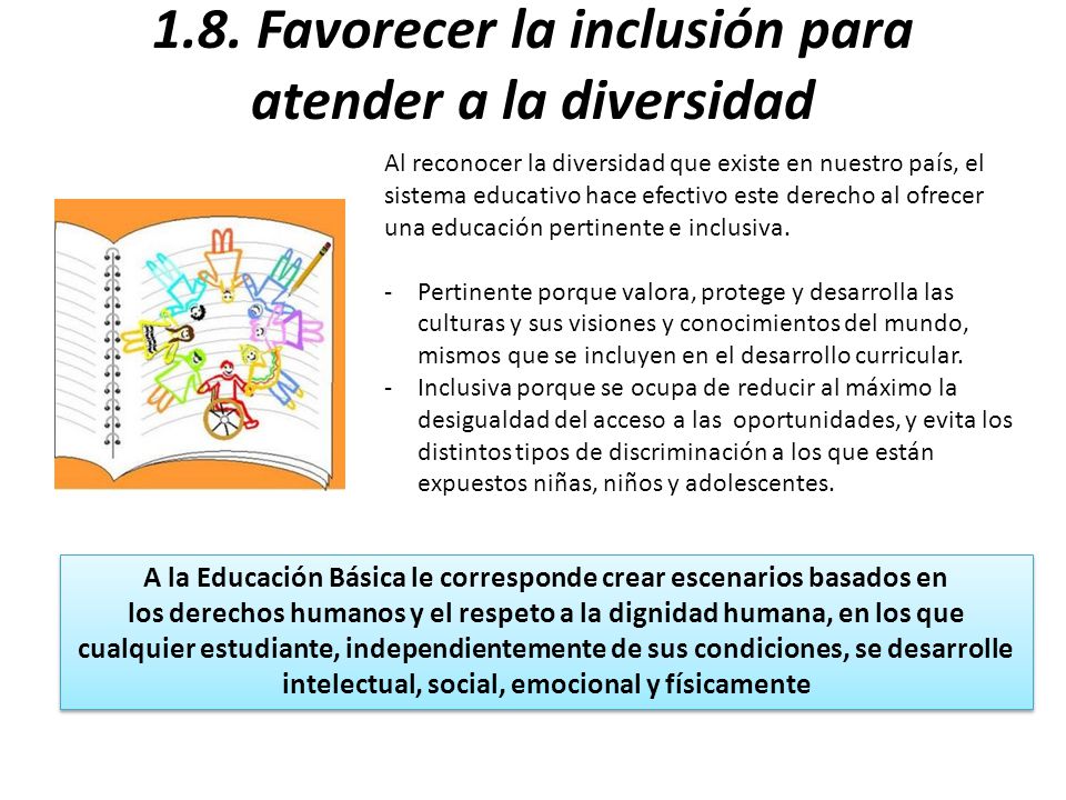 1.8. Favorecer la inclusión para atender a la diversidad