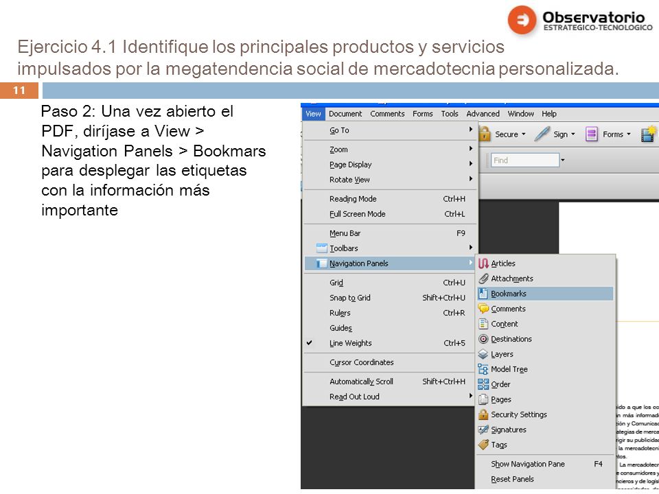 Ejercicio 4.1 Identifique los principales productos y servicios