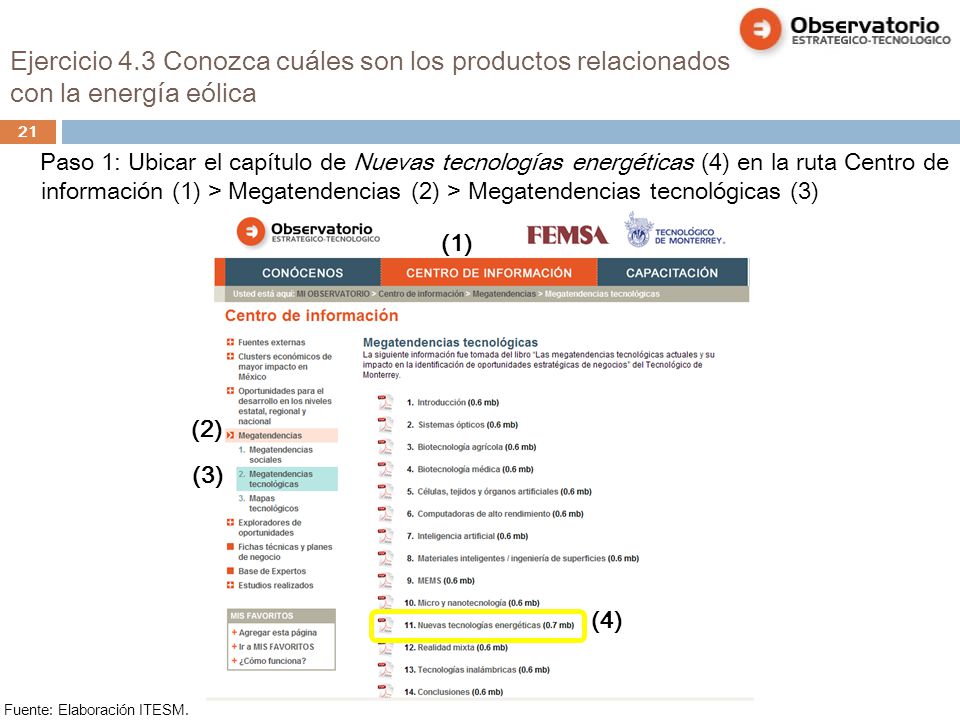 Ejercicio 4.3 Conozca cuáles son los productos relacionados con la energía eólica