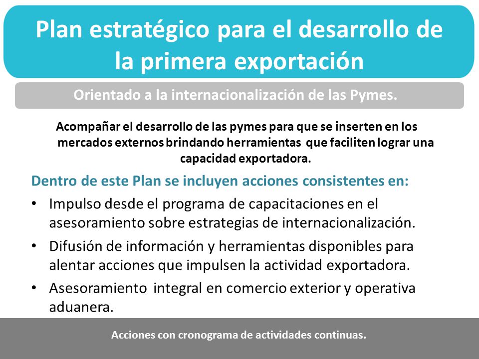 Plan estratégico para el desarrollo de la primera exportación