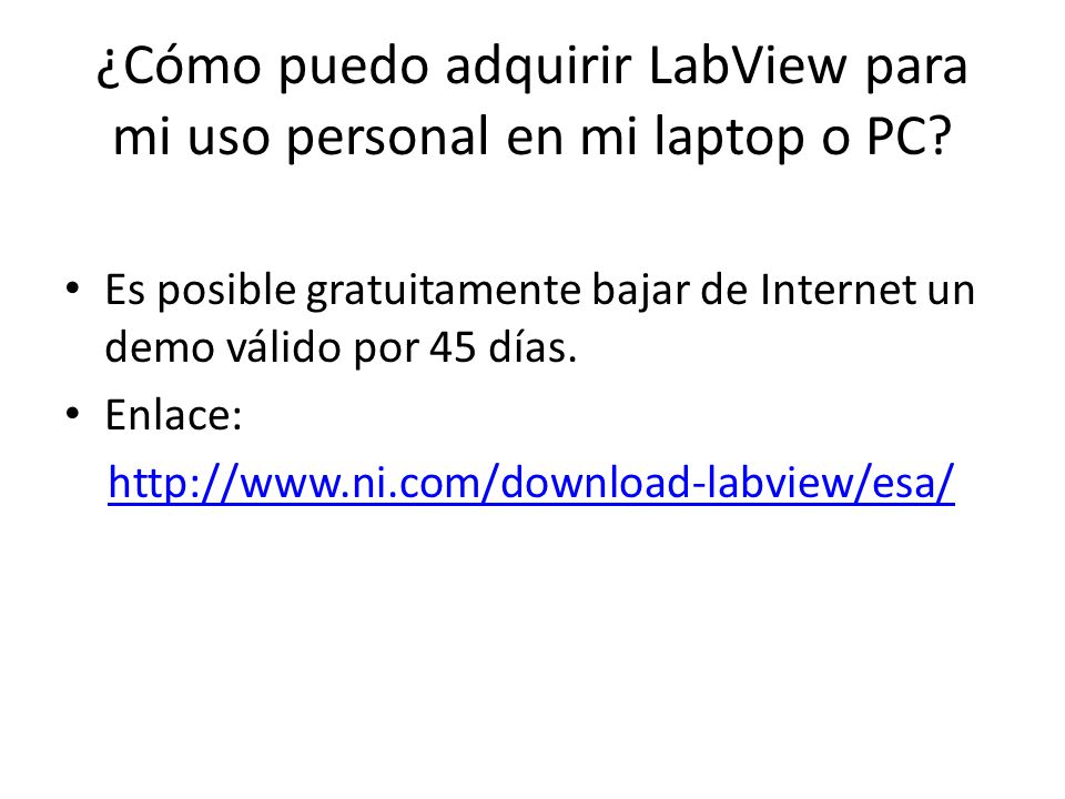 ¿Cómo puedo adquirir LabView para mi uso personal en mi laptop o PC