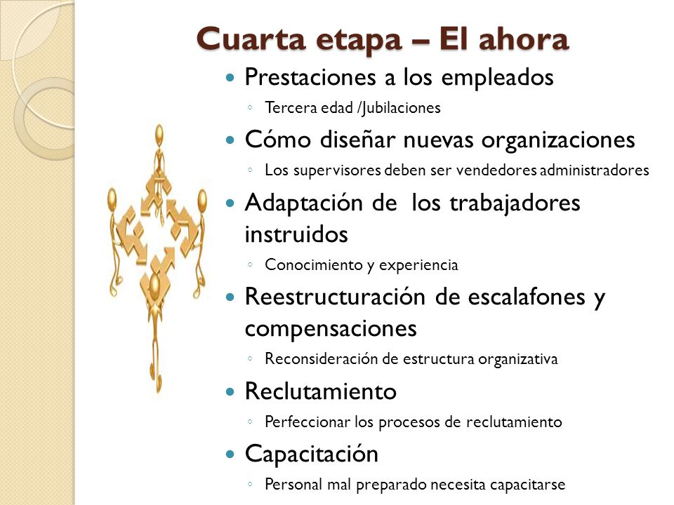 Cuarta etapa – El ahora Prestaciones a los empleados
