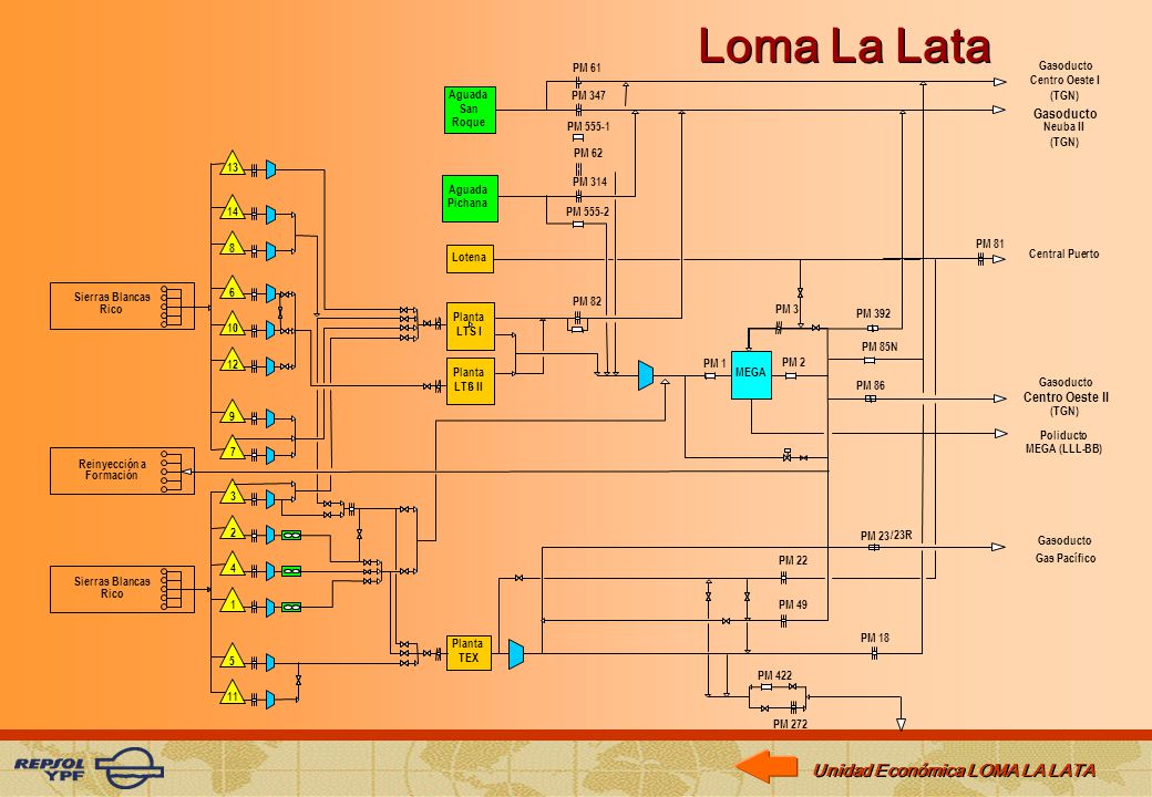 Loma La Lata Gasoducto Centro Oeste II PM 61 Gasoducto Centro Oeste I