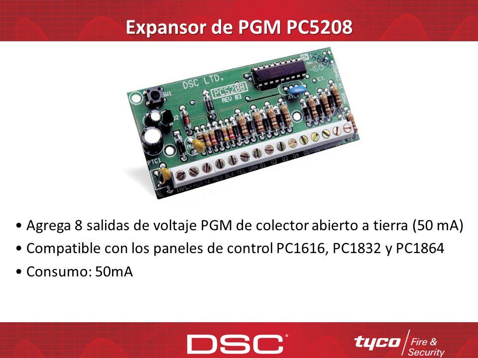 Expansor de PGM PC5208 Agrega 8 salidas de voltaje PGM de colector abierto a tierra (50 mA)