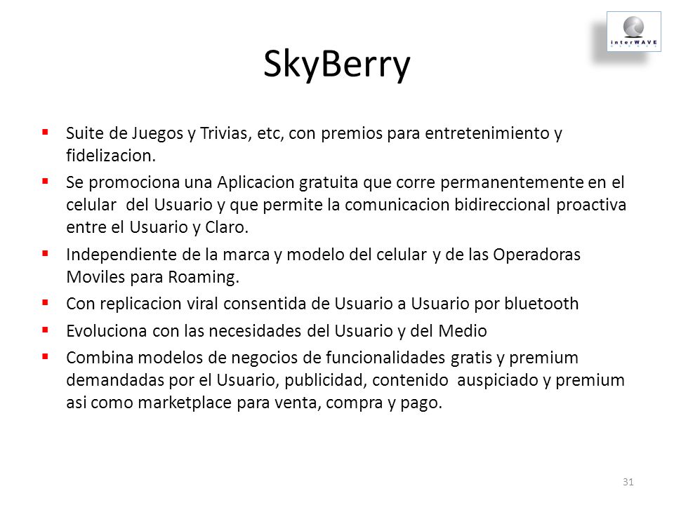 SkyBerry Suite de Juegos y Trivias, etc, con premios para entretenimiento y fidelizacion.