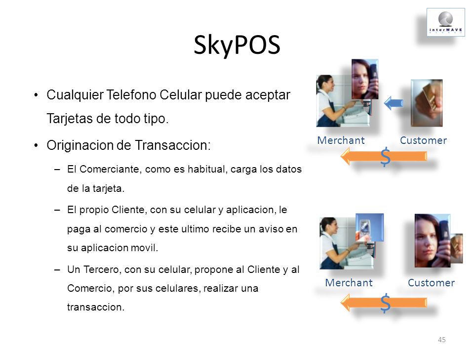 SkyPOS Cualquier Telefono Celular puede aceptar Tarjetas de todo tipo. Originacion de Transaccion: