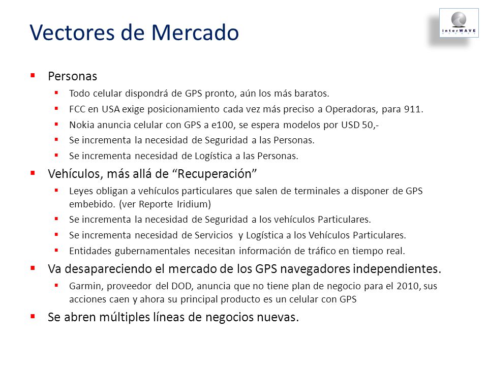 Vectores de Mercado Personas Vehículos, más allá de Recuperación