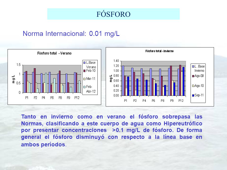 FÓSFORO Norma Internacional: 0.01 mg/L