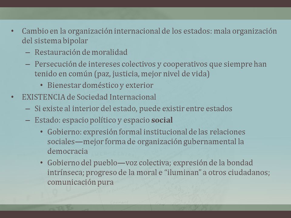 Cambio en la organización internacional de los estados: mala organización del sistema bipolar