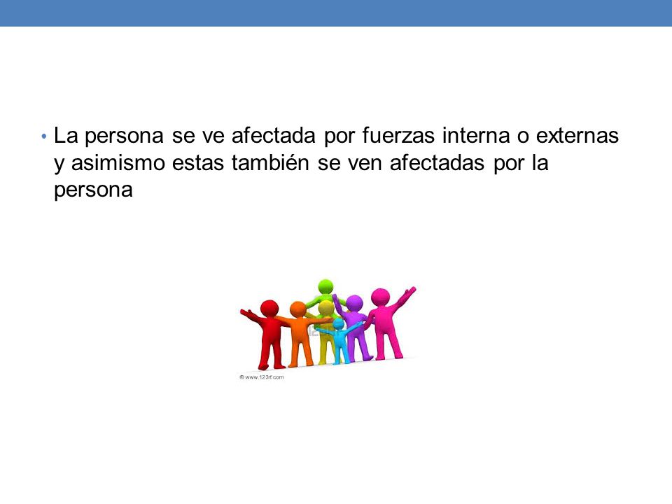 La persona se ve afectada por fuerzas interna o externas y asimismo estas también se ven afectadas por la persona