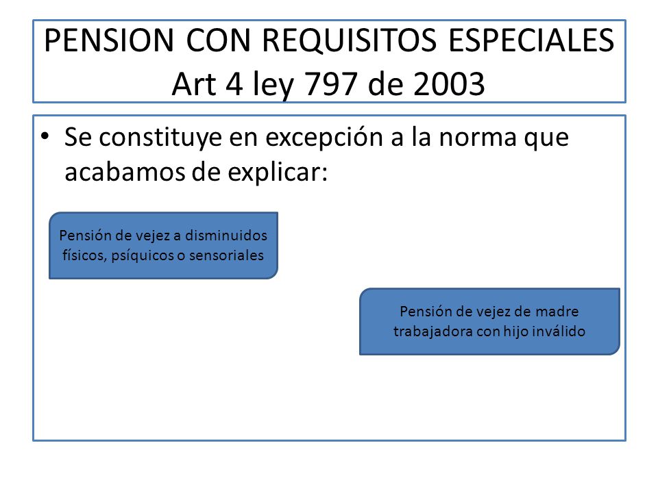 PENSION CON REQUISITOS ESPECIALES Art 4 ley 797 de 2003