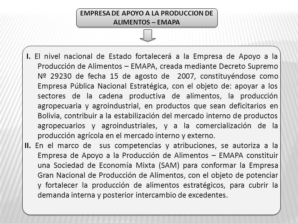 EMPRESA DE APOYO A LA PRODUCCION DE ALIMENTOS – EMAPA